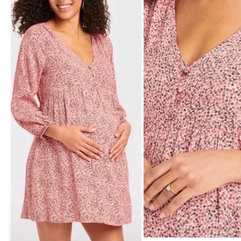 The Nine‎ by Hatch Pink Floral Babydoll Dress Size M Maternity